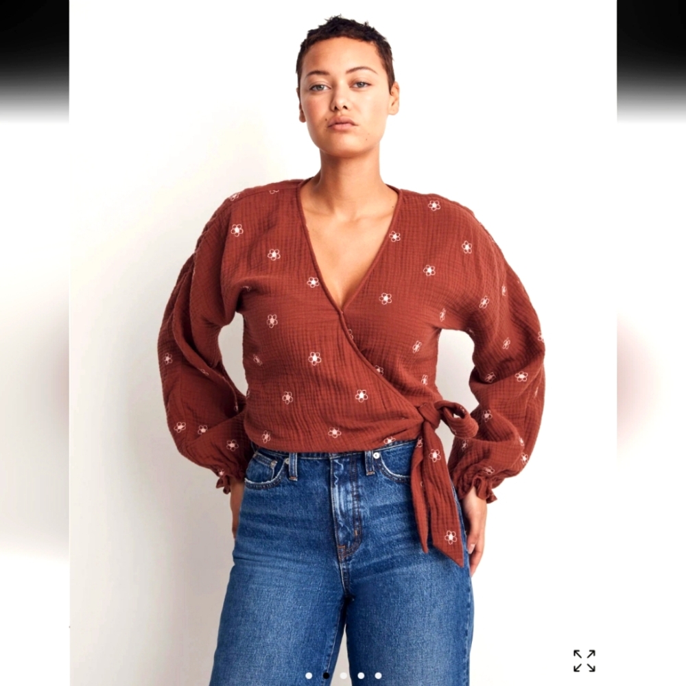 Madewell Shirt Lightspun Maira Wrap Top Size XS